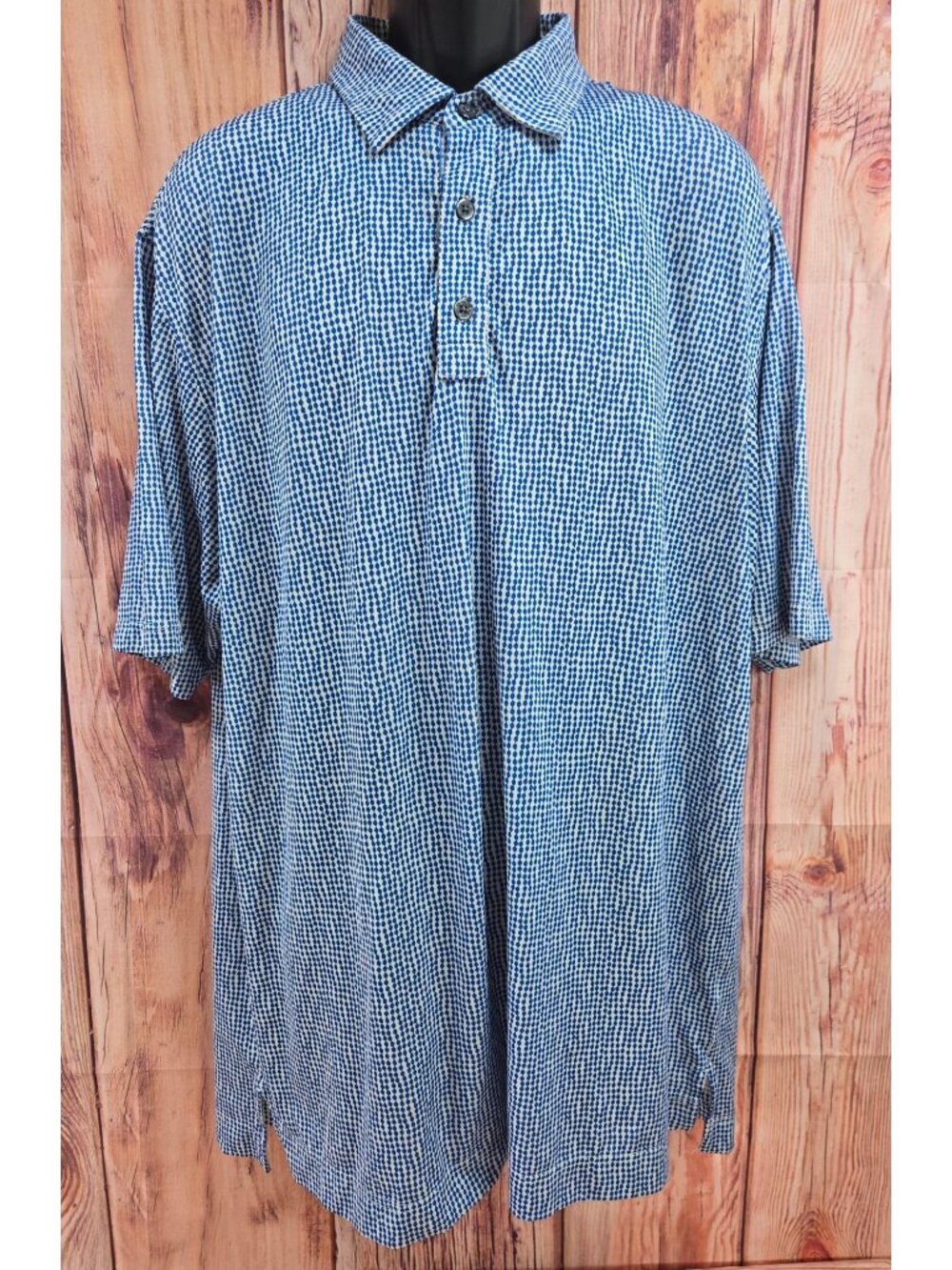Footjoy Mens Blue & White Geometric Pattern Polo Shirt XL